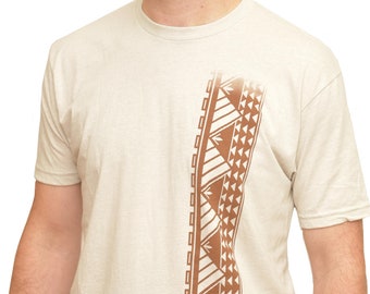 Ori Active Hawaiian Workout Clothing - Men's Long Sleeve Polynesian T-Shirt - Cotton Shirt with Samoan Tribal Maunakea Tattoo Print