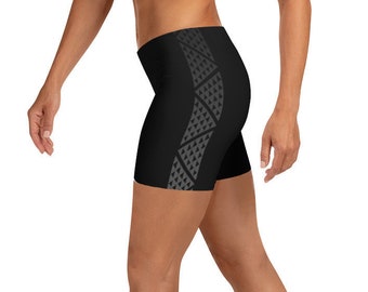 Polynesian Athletic Maori / Samoan Maunakea Hawaiian Tribal Tattoo Design Women's Crossfit / Workout Wear Hawaiian Shorts - from Ori Active