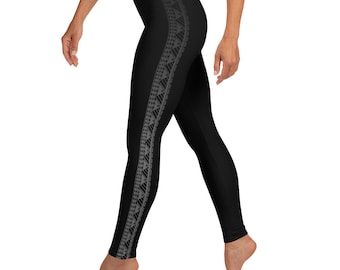Ori Active Polynesian Workout Clothes Maori / Samoan Maunakea Tribal Tattoo Long Athletic Leggings  Plus Size available Hawaiian Athleisure