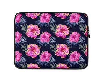 Bright Pink Hibiscus Flowers Floral Tropical Hawaiian Print Laptop, Ipad, Tablet Sleeve / Case / Holder from Ori Active