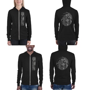 Ori Active Hawaiian Athletic Wear Unisex Triblend Lightweight Zip up Hoodie (Hooded Sweatshirt) - Mahina Polynesian Tribal Tattoo Collection