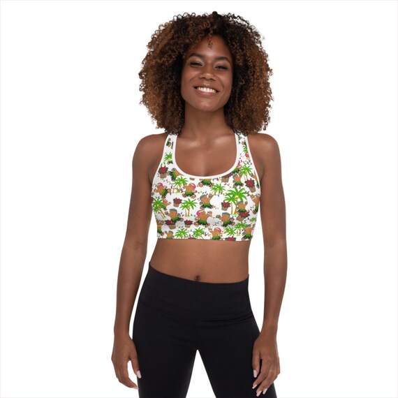 Ori Active Christmas in Hawaii design 2 Polynesian Workout Clothing Hawaiian Athletic Crossfit Padded Sports Bra Gingerbread Men Palm Tree Etsy