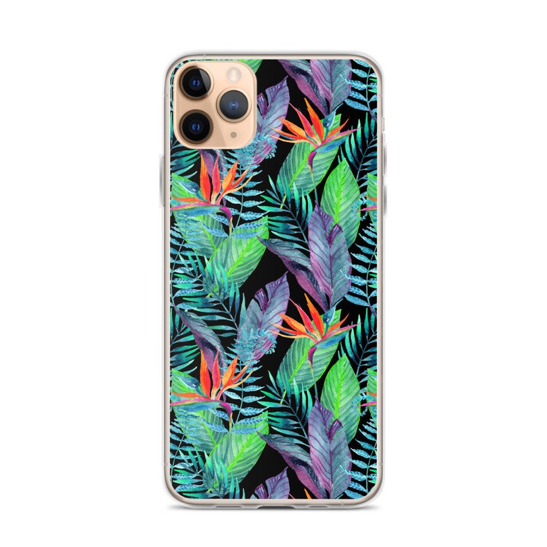 XS 7 8 plus SE XR X Mini, Pro, Pro max 11 Bird of Paradise Tropical Flowers and Fern Hawaiian Floral iPhone Case 12 Pro Pro max Xs max