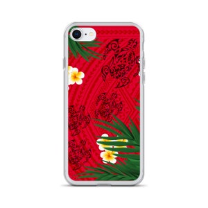Honu (Hawaiian Sea Turtle) Polynesian Tattoo print iPhone Case Tropical Flowers Plumeria & Fern 13 12 11 Pro Pro Max 7 8 plus SE XR X XS