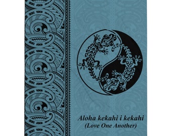 Gecko Yin Yang Polinezyjski Samoański Tribal Tatuaż Hawajski Koc / Narzuta z Polaru 3 kolory dostępne - Aloha Kekahi I Kekahi (Kochajcie Się)