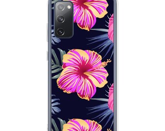 Felroze Hawaiiaanse print Hibiscus Floral Phone Case - Grotere bloemen - Samsung Galaxy Case S10 S20 S21 S22 E FE Plus en Ultra