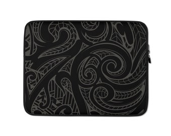 Ori Active Polynesian Tribal Tattoo Tone on Tone Print Laptop, Ipad, Tablet Sleeve / Case / Holder - Samoan, Maori, Hawaiian Tahitian