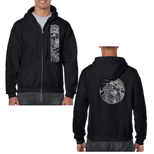 Ori Active Polynesian Hawaiian Activewear Heavy Blend Full-Zip Hooded Sweatshirt (Hoodie)- Mahina Samoan Tribal Tattoo