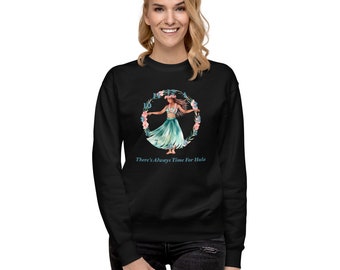 There's Always Time for Hula Unisex Hoodie - Female Hawaiian Dancer in Watercolors Design from Ori Active