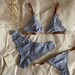 Sexy sky blue lingerie set, Women's tanga bikini and lace bralette, Something blue bridal underwear