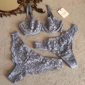 Blue lingerie, Lace lingerie set, Sensual sky blue lingerie, Reeds and lily lingerie