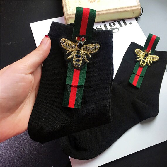 Gucci Inspired Ankle Bee Bow Socks Etsy
