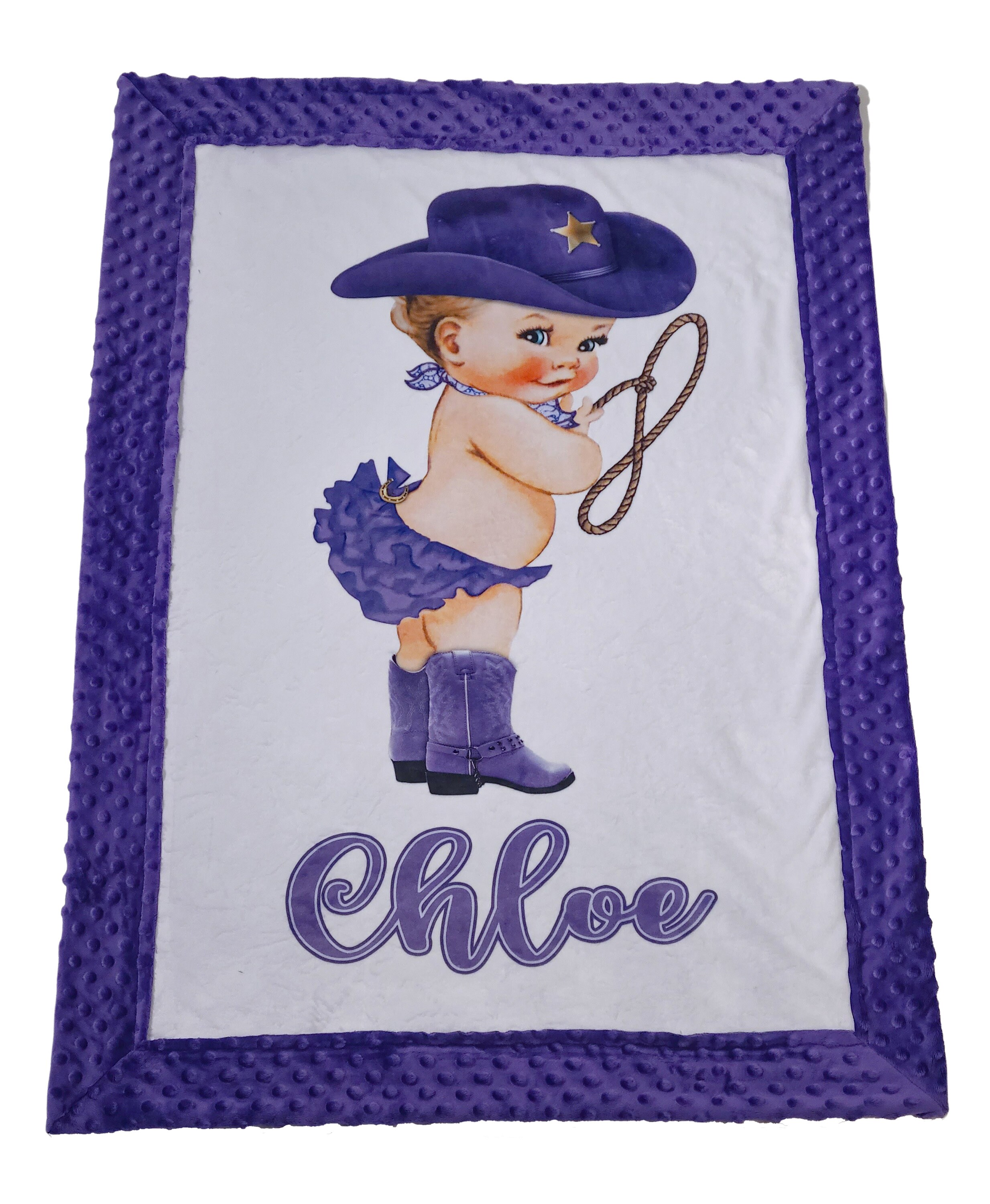Cowgirl Baby Blanket, Custom Crib Blanket, Baby Bedding, Personalized