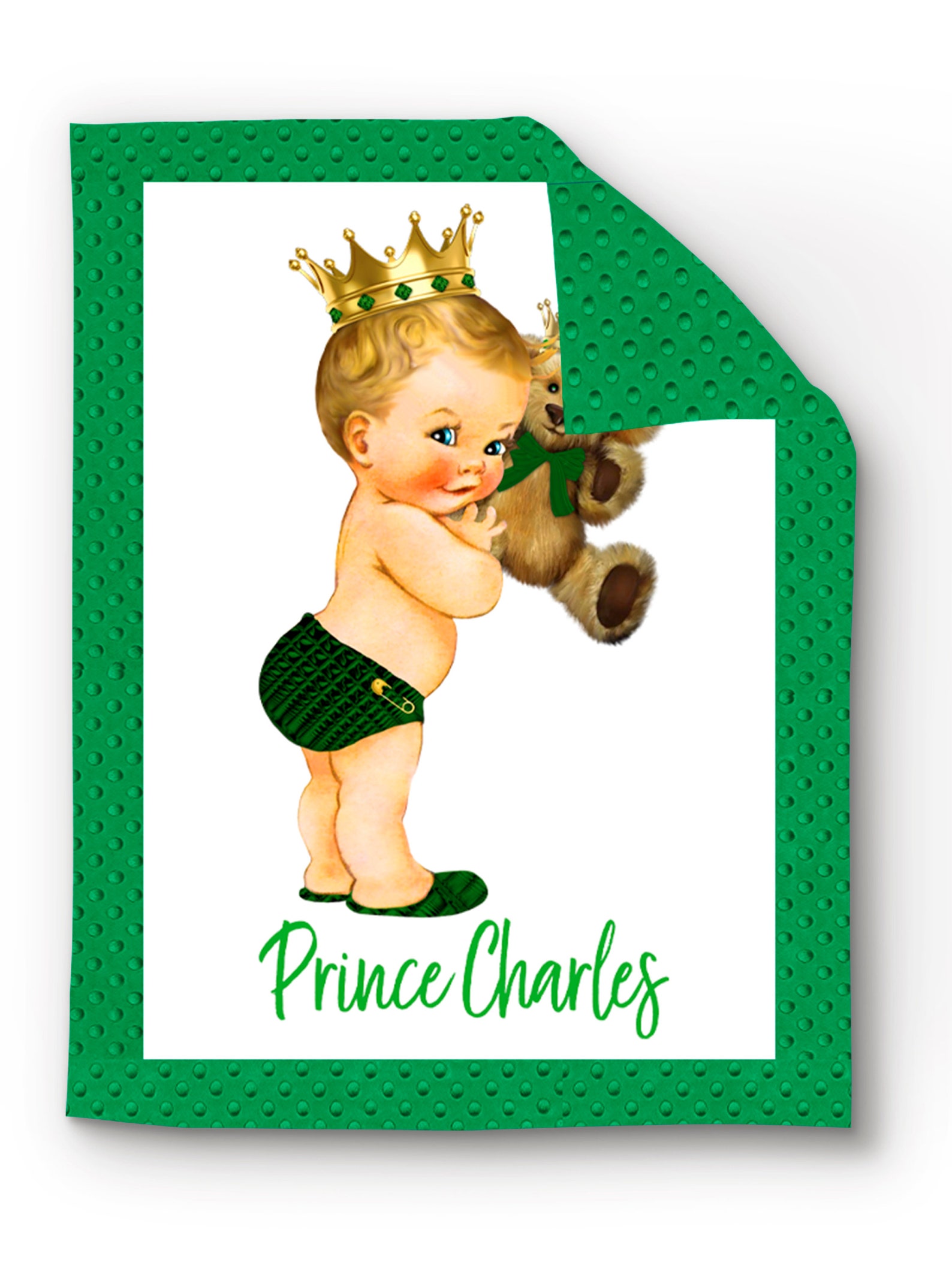 Baby Prince Blanket, Custom Crib Blanket, Baby Bedding, Personalized