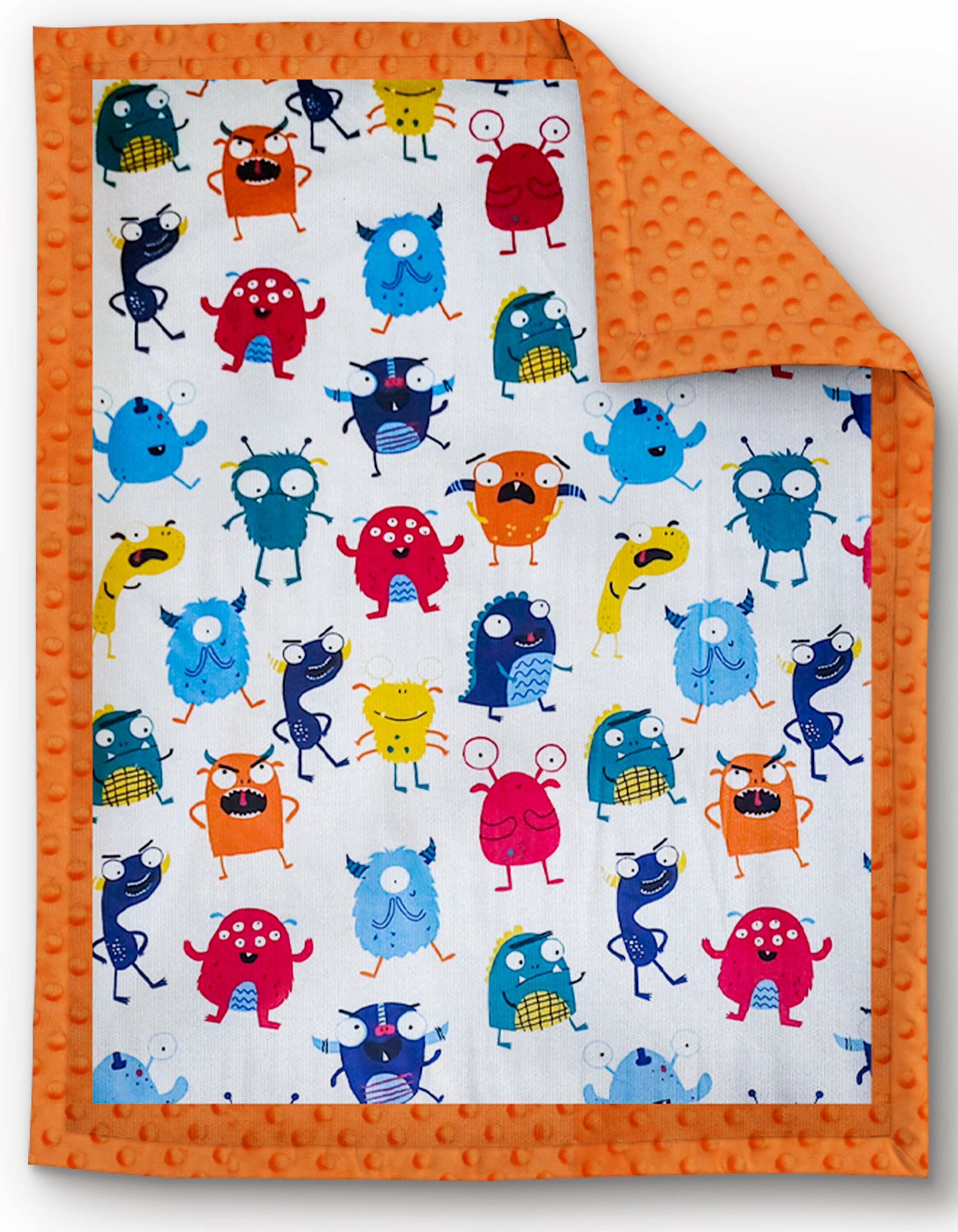 Silly Monster Baby Blanket, Minky Crib Blanket, Baby Bedding, Minky