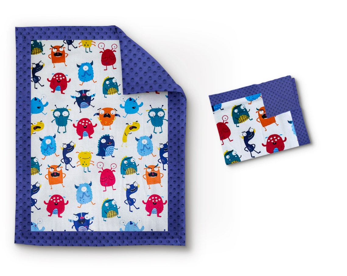 Silly Monster Baby Blanket, Minky Crib Blanket, Baby Bedding, Minky