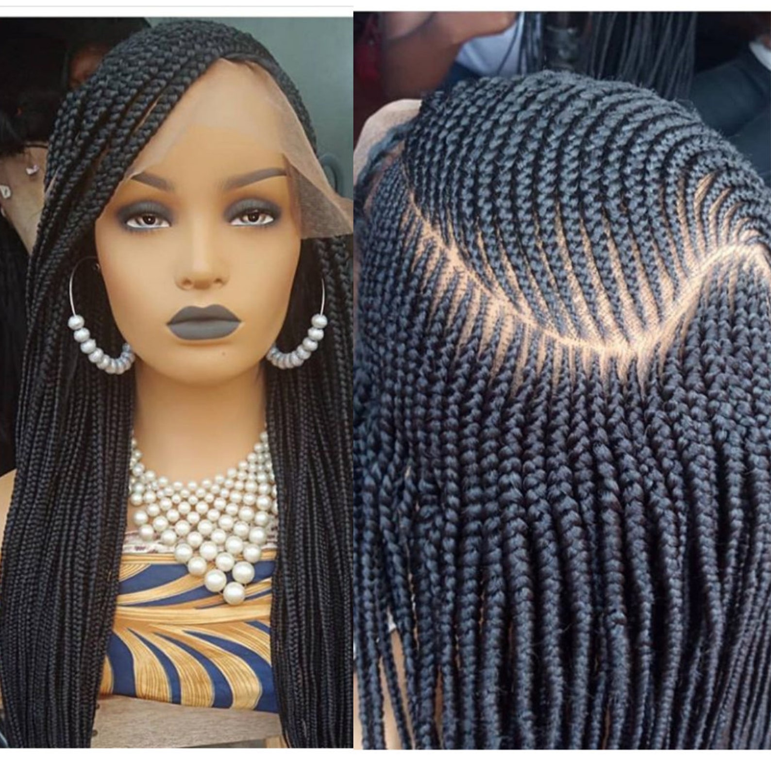 Cornrow wig with wavy parting cornrow braided wig for black Etsy