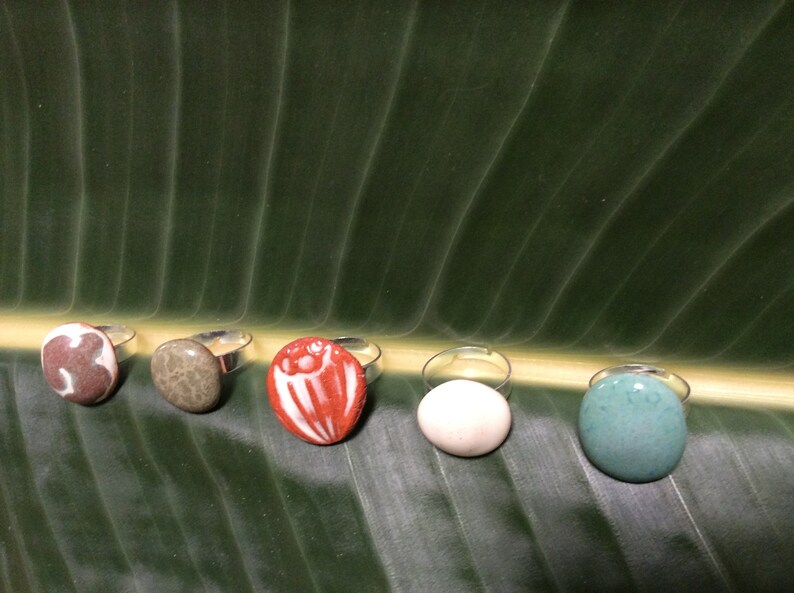 Adjustable Ceramic Rings Silver Plated
