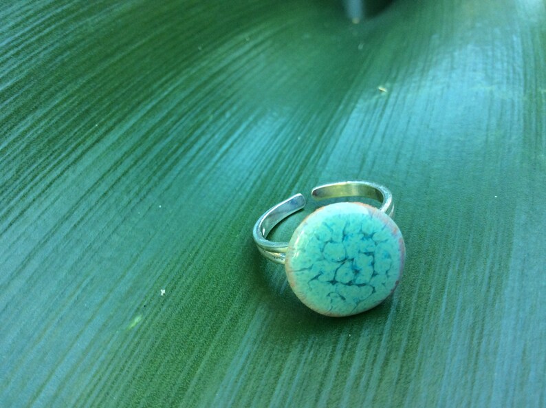 Adjustable Ceramic Ring Tidal Pool Sterling Silver