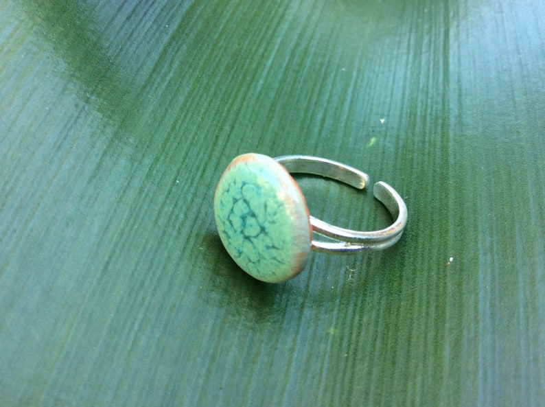 Adjustable Ceramic Ring Tidal Pool Sterling Silver