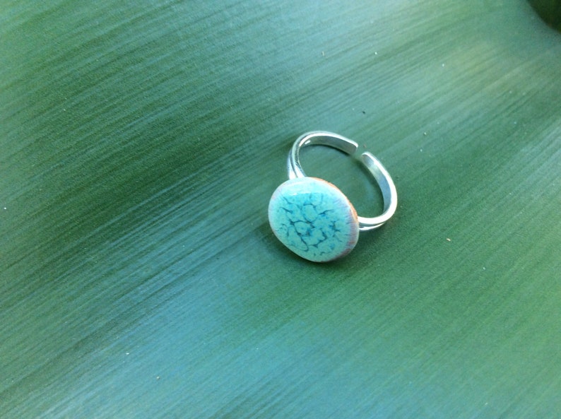 Adjustable Ceramic Ring Tidal Pool Sterling Silver