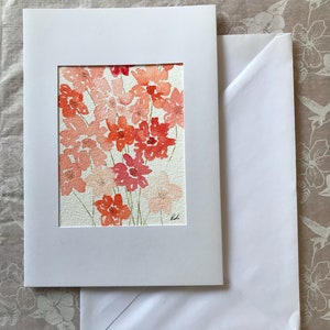 Tarjeta de felicitación en acuarela - Regalo artístico en acuarela - Regalo artístico para una ocasión especial - Tarjeta de felicitación en color naranja y melocotón