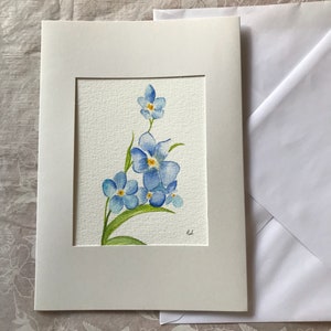 Aquarell Grußkarte - Blaue Blumen handgemalte Grußkarte - Kunst Geschenk