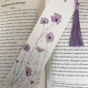 Watercolour bookmark - Lilac floral design bookmark - Hand painted design - Bookish accessory