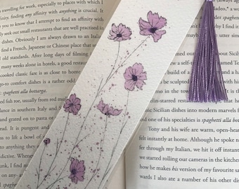 Watercolour bookmark - Lilac floral design bookmark - Hand painted design - Bookish accessory