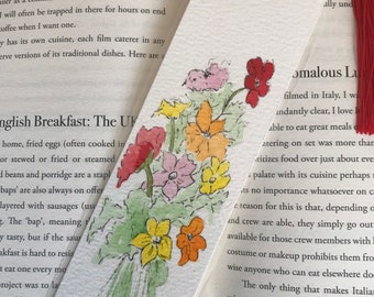 Pretty floral watercolour bookmark - Original, hand painted artwork - Art lovers gift