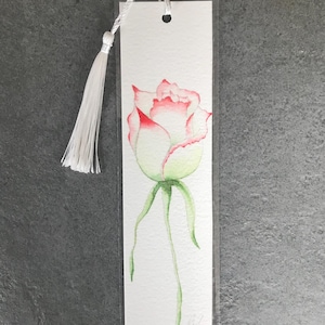 Floral watercolour bookmark - Original hand painted bookmark - rose - Readers gift