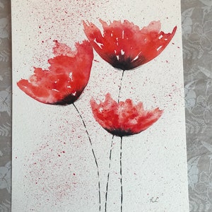 Original watercolour poppy painting