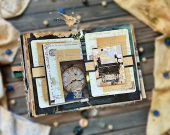 Vintage Junk Journal; Old Book Pages Journal; Handmade Junk Journal