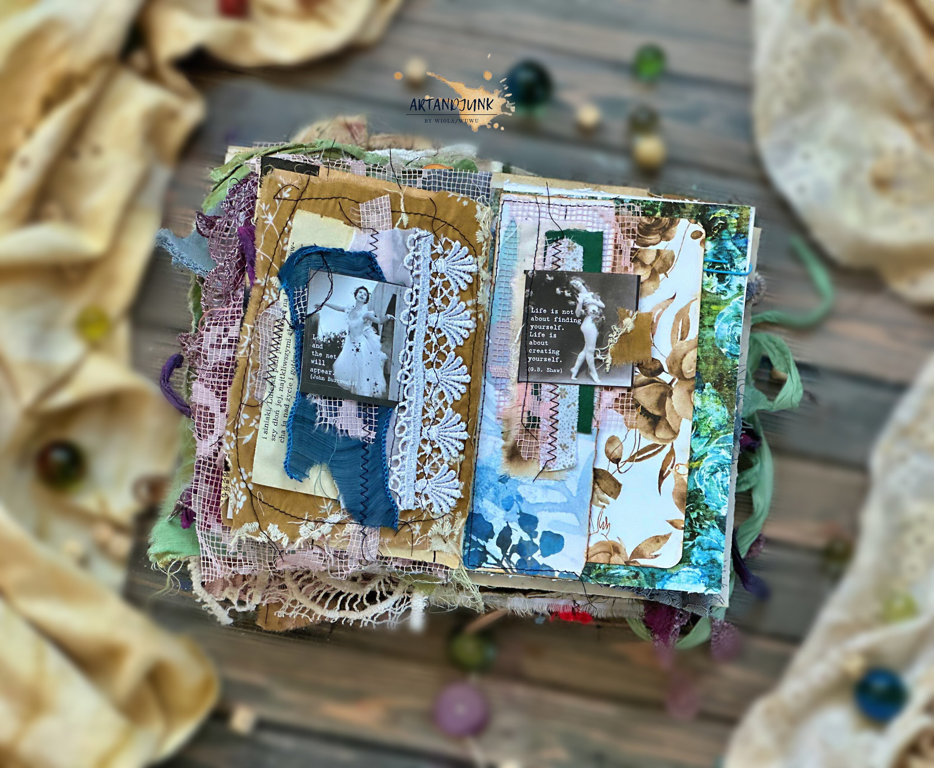 Fabric Junk Journal; Colorful Junk Journal; Feminine Junk Journal ...