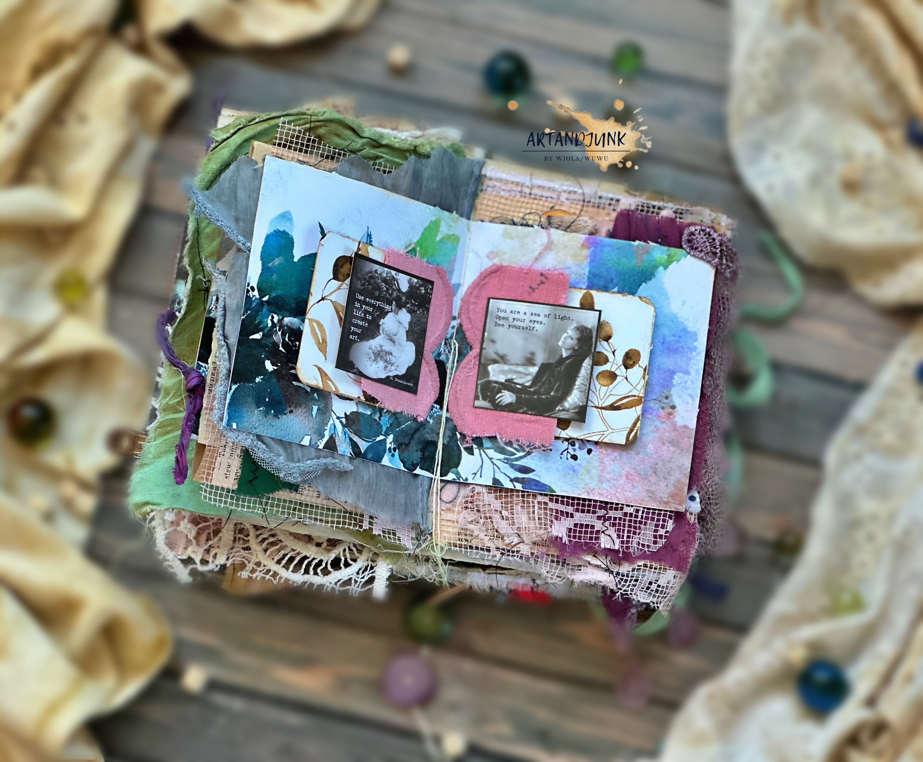 Fabric Junk Journal; Colorful Junk Journal; Feminine Junk Journal ...