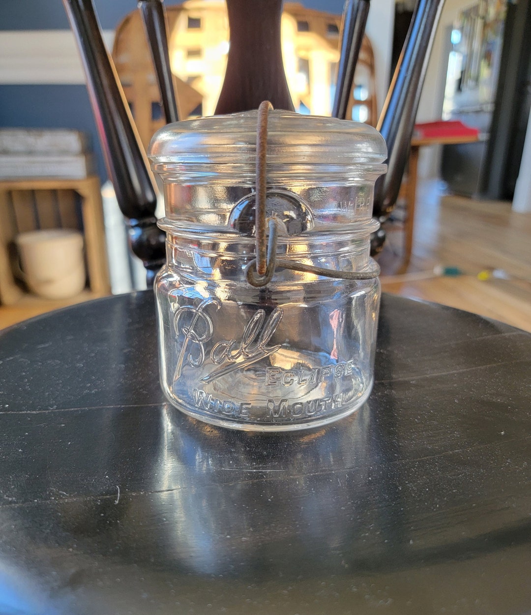 Pint Ball Mason Jar Eclipse Wide Mouth Glass Top Wire Bail Etsy