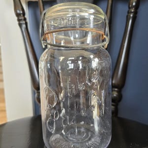 Quart Double Safety Clear Glass Mason Jar with Lightning Lid
