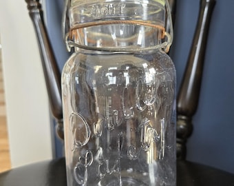Quart Double Safety Clear Glass Mason Jar with Lightning Lid