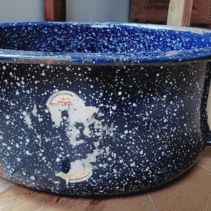 Vintage Child Size Chamber Pot Dark Blue Splatter ware