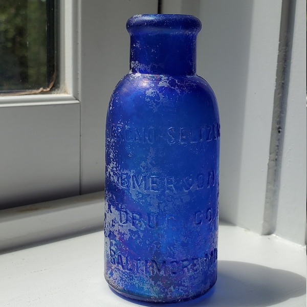 Cobalt Blue Bromo-Seltzer Glass Bottle