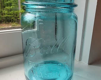 Aqua Glass Pint Ball Perfect Mason Jar