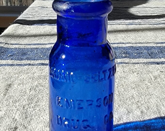 Cobalt Blue Bromoseltzer Glass Bottle Etsy