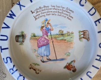 Antique Porcelain Children's Feeding Plate Little Bo Peep