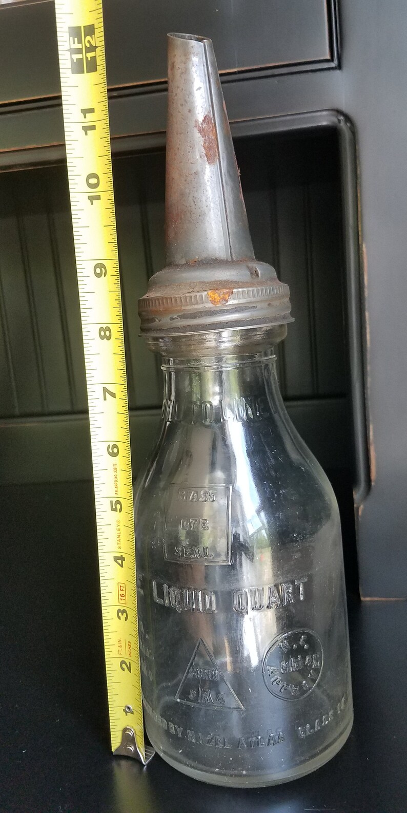 Vintage Oil Bottle Manufactured by Hazel Atlas Etsy