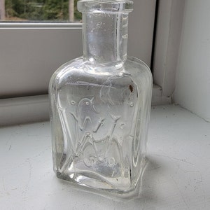 C W W Small Square Clear Glass Bottle