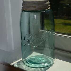 Aqua Glass Quart Ball Mason Jar