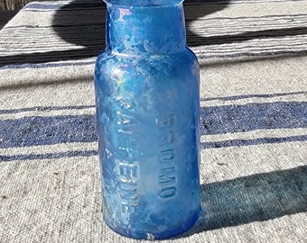 Bromo Caffeine Cobalt Blue Glass Bottle