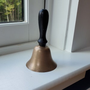 Vintage Black Wooden Handle School Bell
