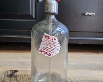 Hungarian Soda Water Clear Glass Seltzer Bottle