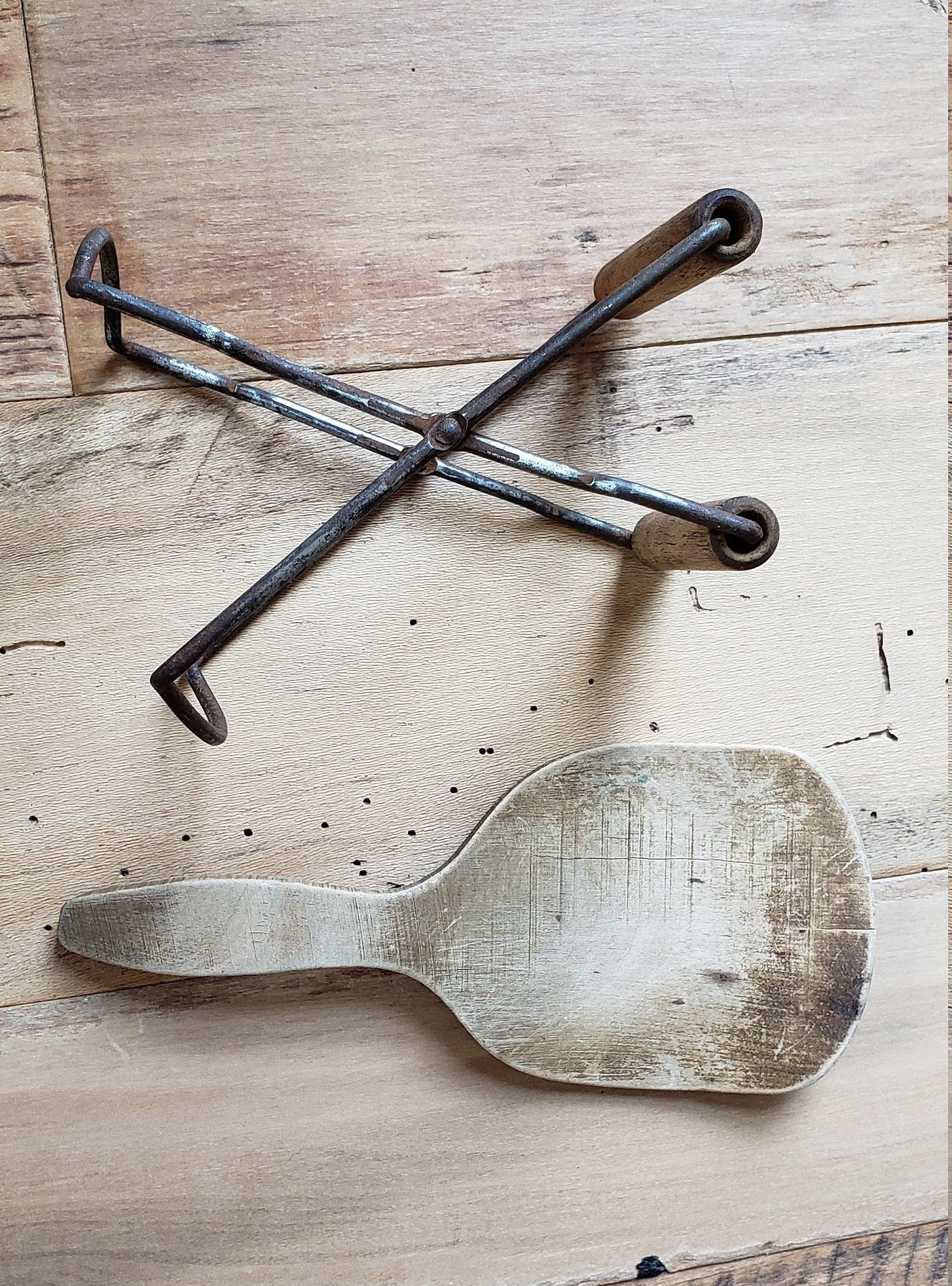 Vintage Canning Jar Tongs & Wooden Butter Paddle Etsy